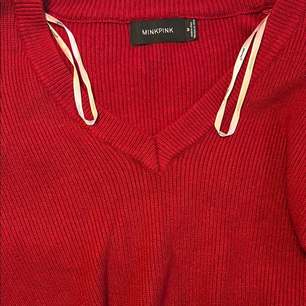MINKPINK Chandra Red V-Neck Sweater for Women Sz M - Picture 7 of 7